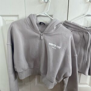SOLD White Fox Vol. 3 Cropped Zip Hoodie in the color Moon